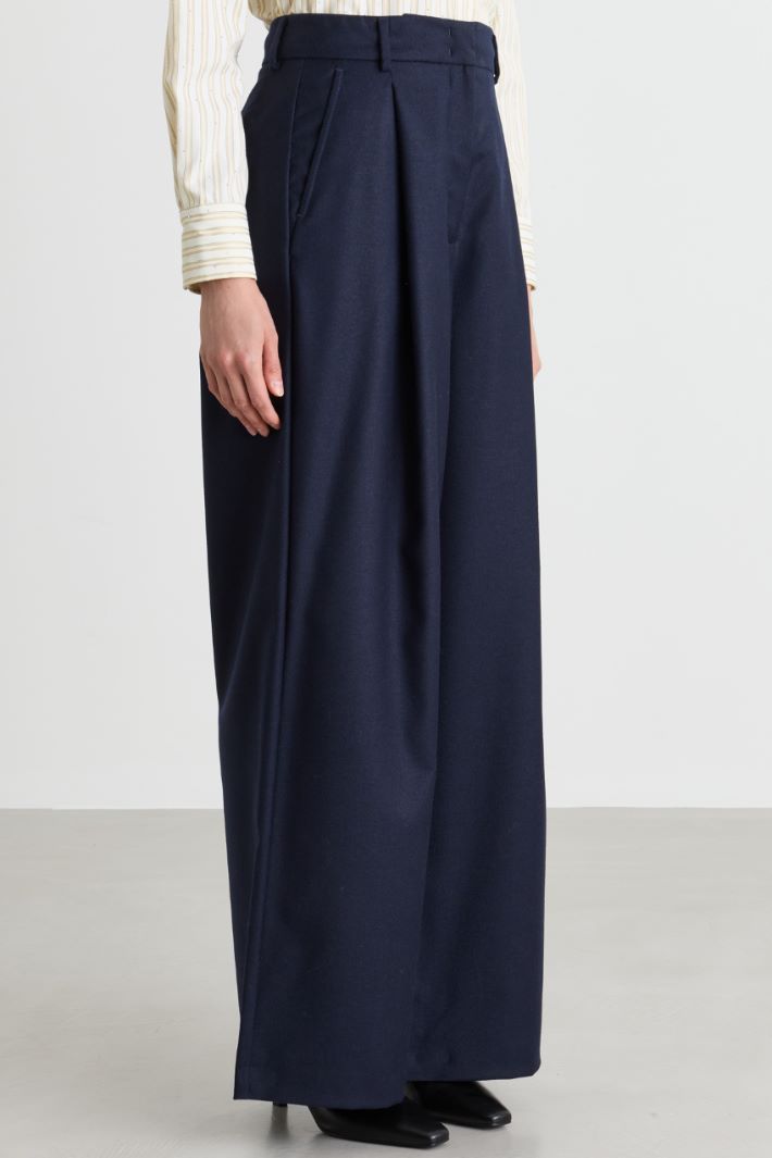 Flannel palazzo trousers - BLUE - Intrend - 2