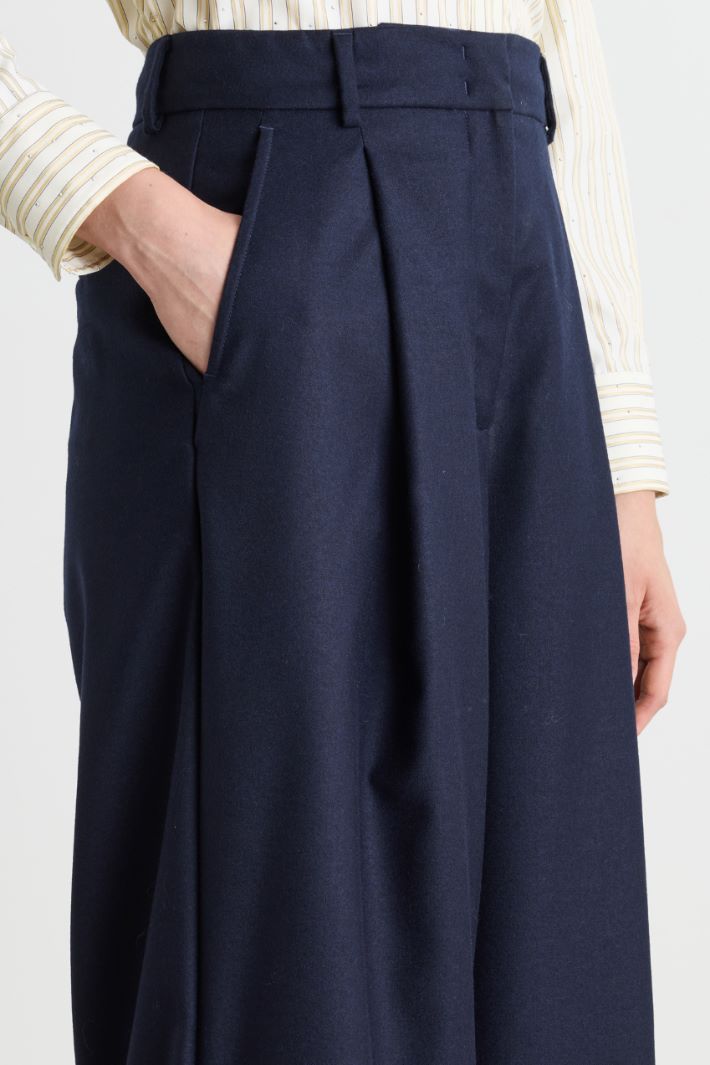 Flannel palazzo trousers - BLUE - Intrend - 3
