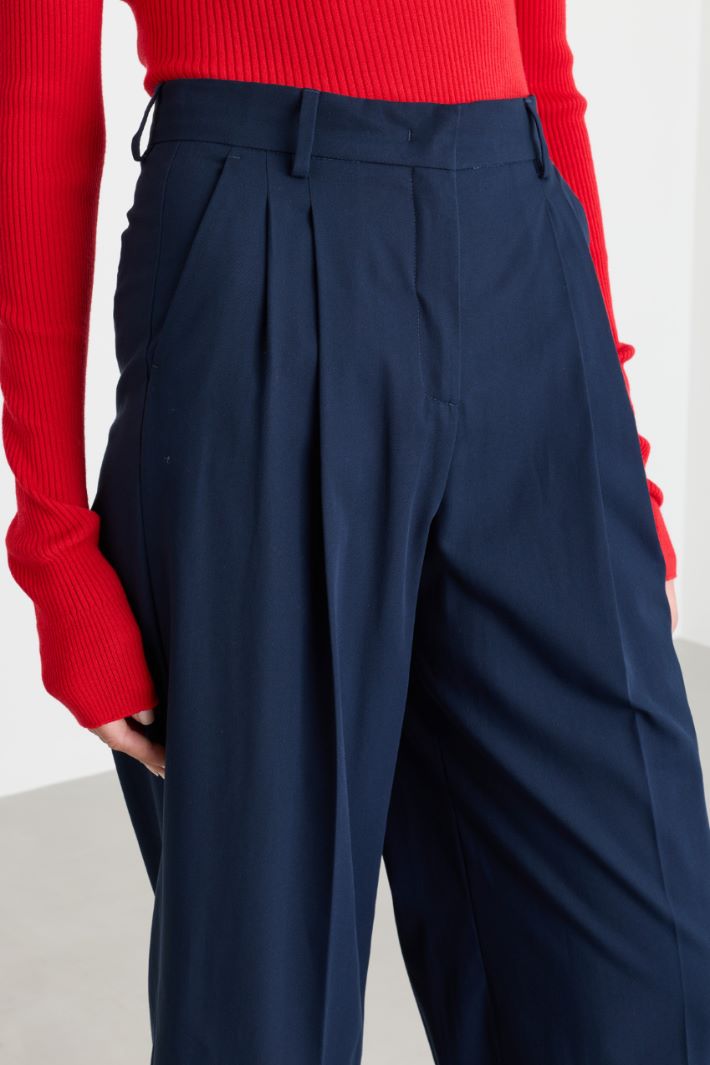 Pleated trousers - BLUE - Intrend - 3