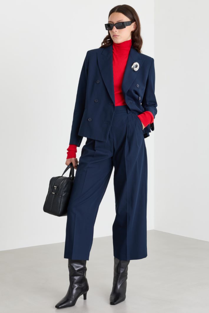 Pleated trousers - BLUE - Intrend
