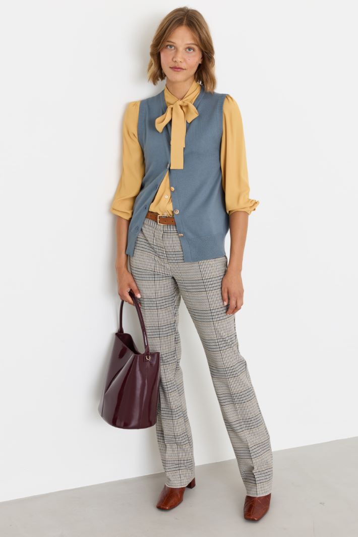 Prince of Wales Check Trousers - BLACK YELLOW - Intrend