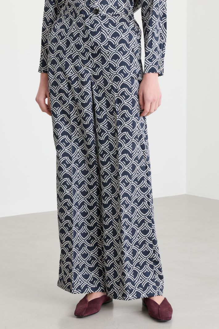 Pantalone ampio in twill - BLU - Intrend - 2