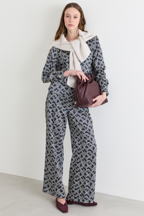 Wide-leg twill trousers - Intrend