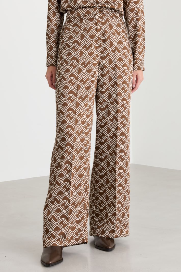 Pantalone ampio in twill - MARRONE - Intrend - 2