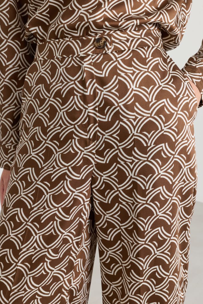 Pantalone ampio in twill - MARRONE - Intrend - 3
