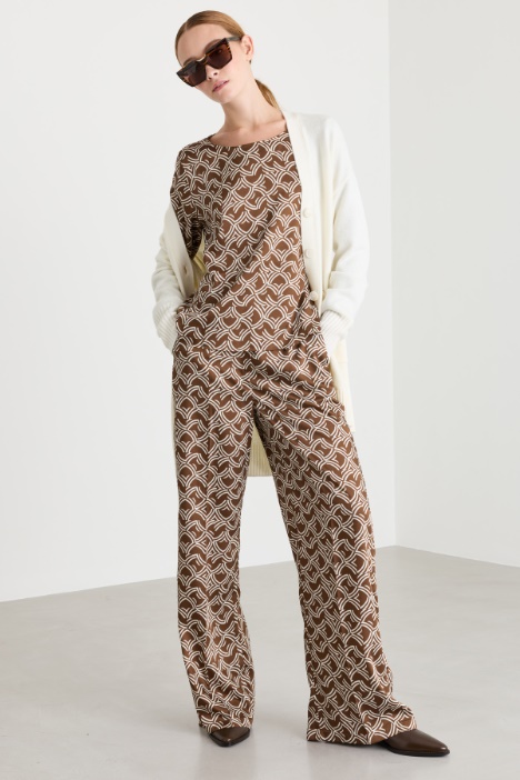 Wide-leg twill trousers - Intrend