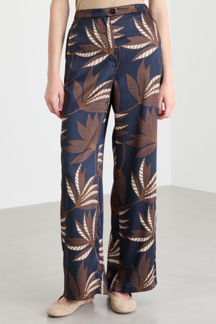 Pantalone ampio in twill - BLU MARRONE BIANCO - Intrend - 2