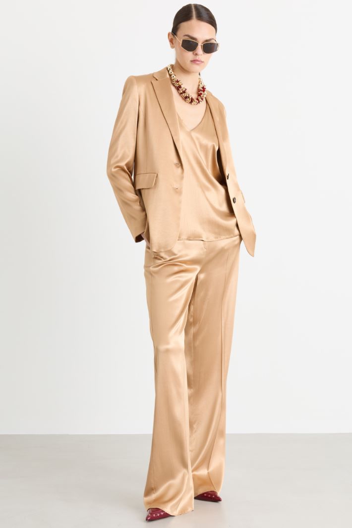 Satin trousers - CAMEL - Intrend