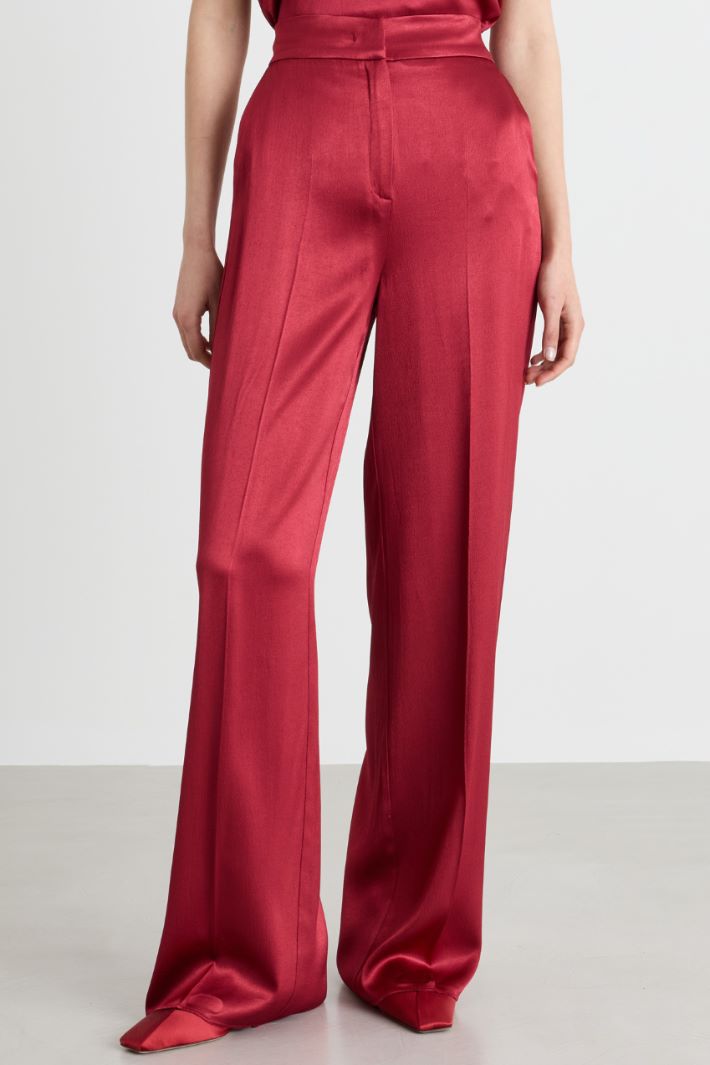 Satin trousers - RED - Intrend - 2