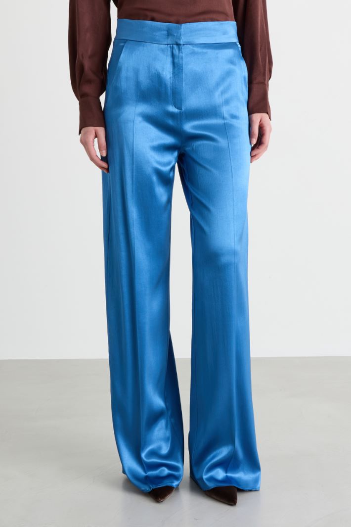 Satin trousers - LIGHT BLUE - Intrend - 2