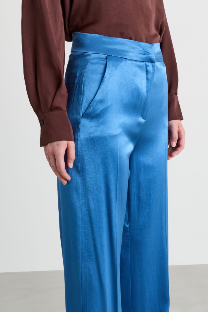 Satin trousers - LIGHT BLUE - Intrend - 3