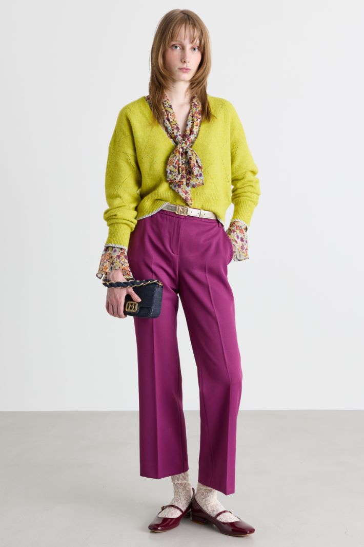 Pantalone slim flare - VIOLA - Intrend