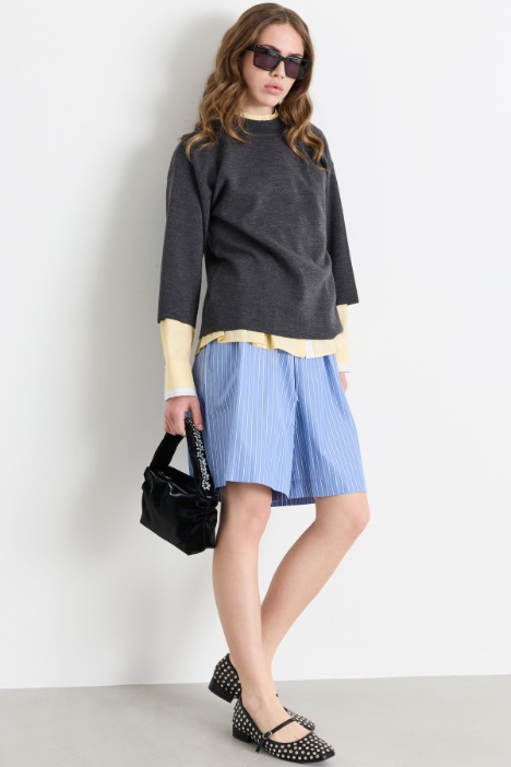 Striped poplin Bermuda shorts - Intrend