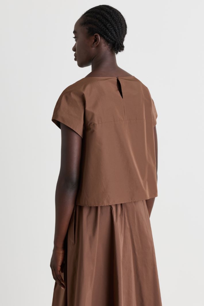 Boxy taffeta top - BROWN - Intrend - 4