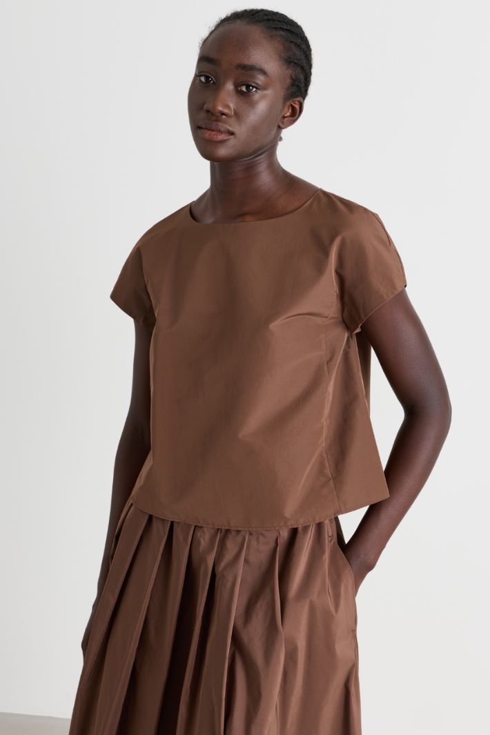 Boxy taffeta top - BROWN - Intrend - 2