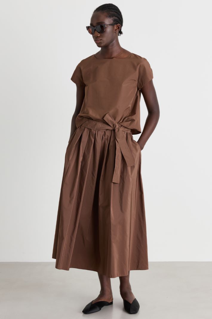 Boxy taffeta top - BROWN - Intrend