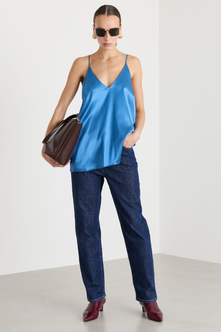 Top in raso stretch - AZZURRO - Intrend