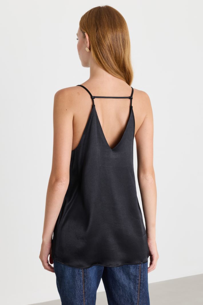 Stretch satin top - BLACK - Intrend - 4