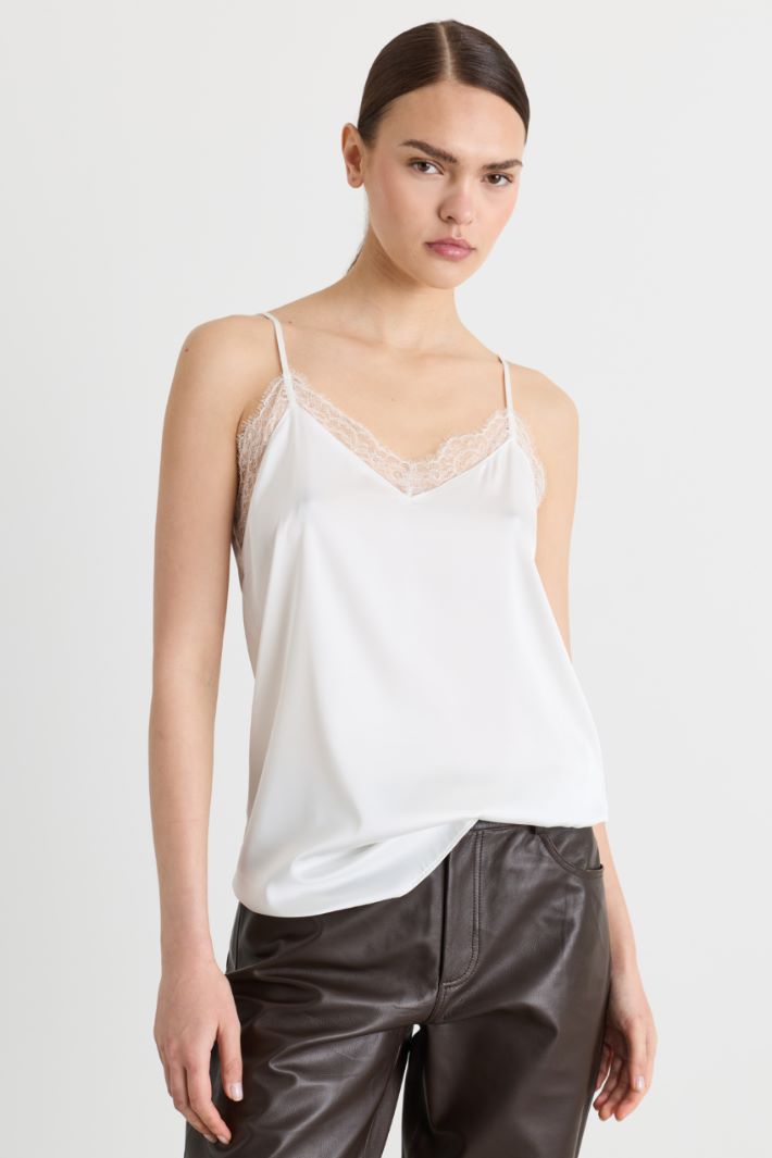Top sfiancato in raso leggero - BIANCO - Intrend - 2