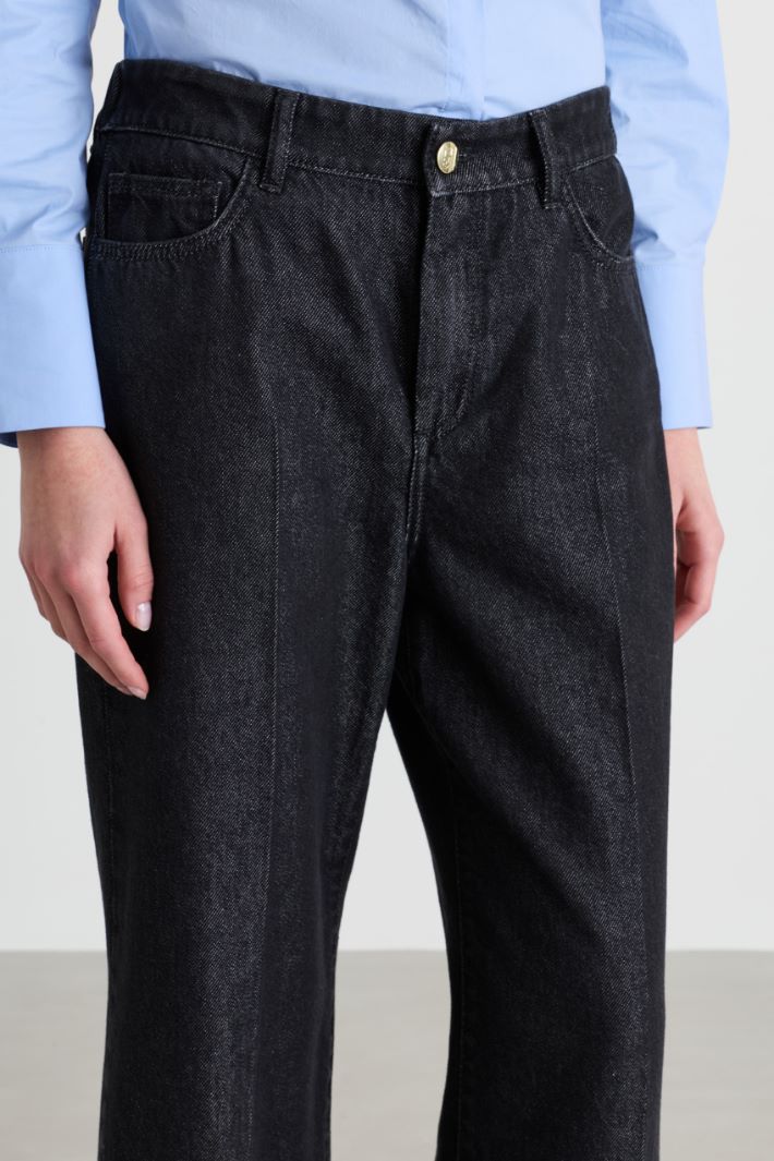 Gerade Jeans mit hohem Umschlag - SCHWARZ - Intrend - 3