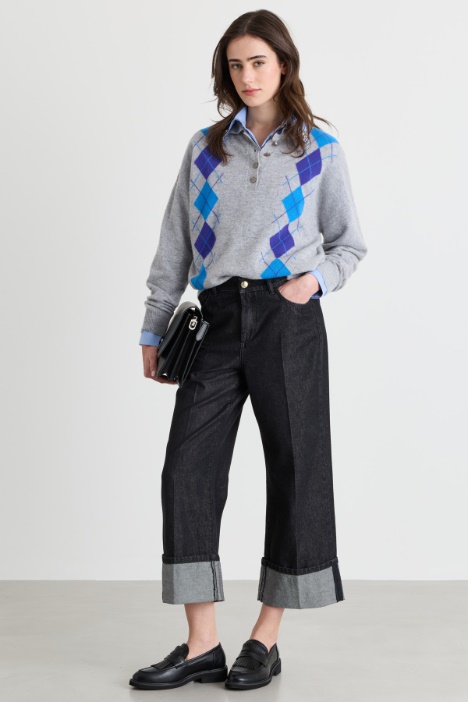 Gerade Jeans mit hohem Umschlag - Intrend