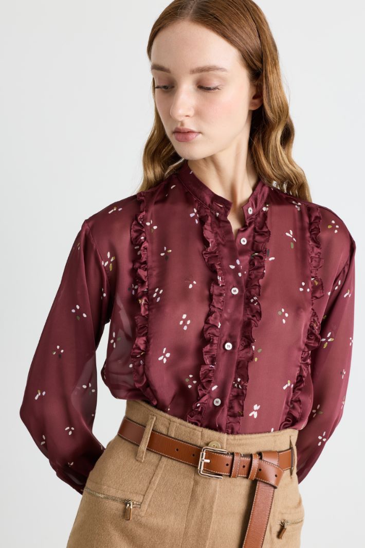 Blusa con collo a listino - BORDEAUX - Intrend - 3