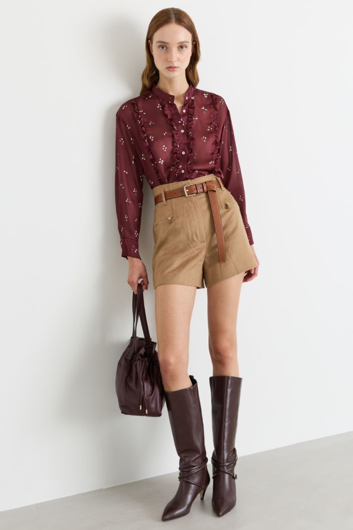 Blusa con collo a listino - BORDEAUX - Intrend