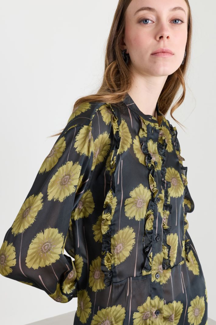 Blusa con collo a listino - NERO GIALLO - Intrend - 3