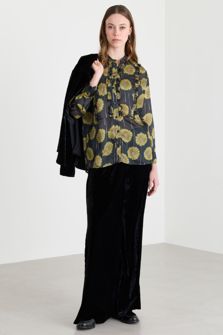 Blusa con collo a listino - NERO GIALLO - Intrend
