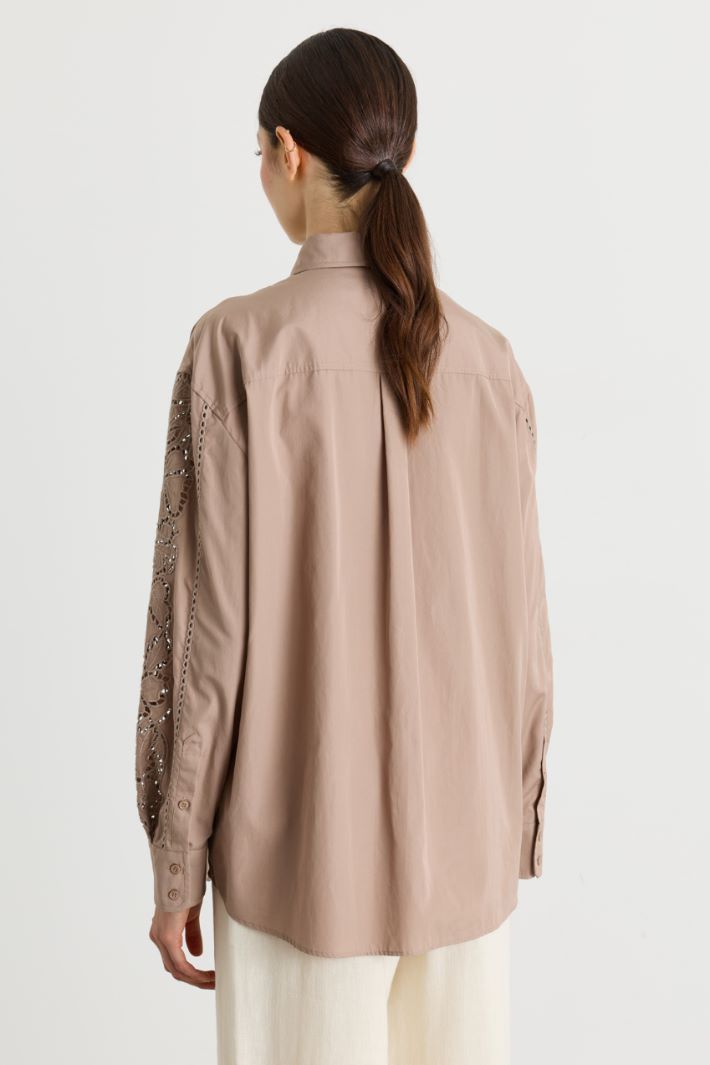 Casacca in popeline ricamato - BEIGE - Intrend - 4