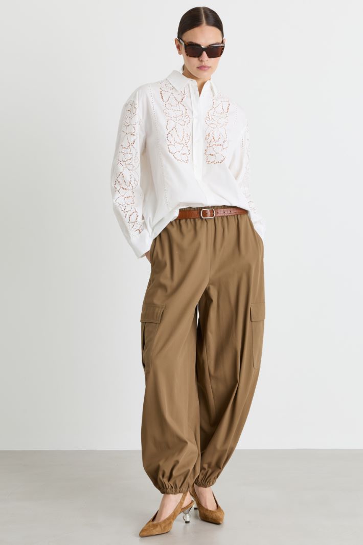 Casacca in popeline ricamato - BIANCO - Intrend