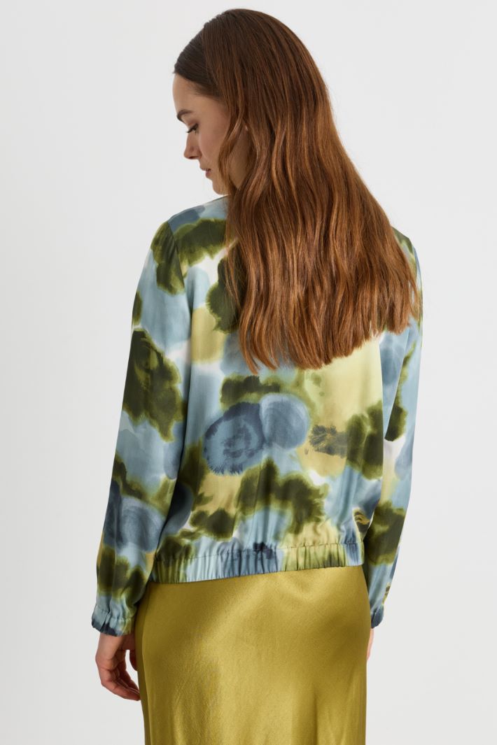 Bomber in twill stampato - BLU VERDE - Intrend - 4