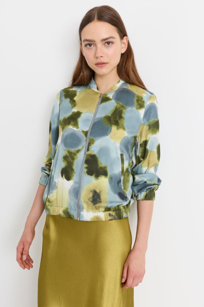 Bomber in twill stampato - BLU VERDE - Intrend - 2