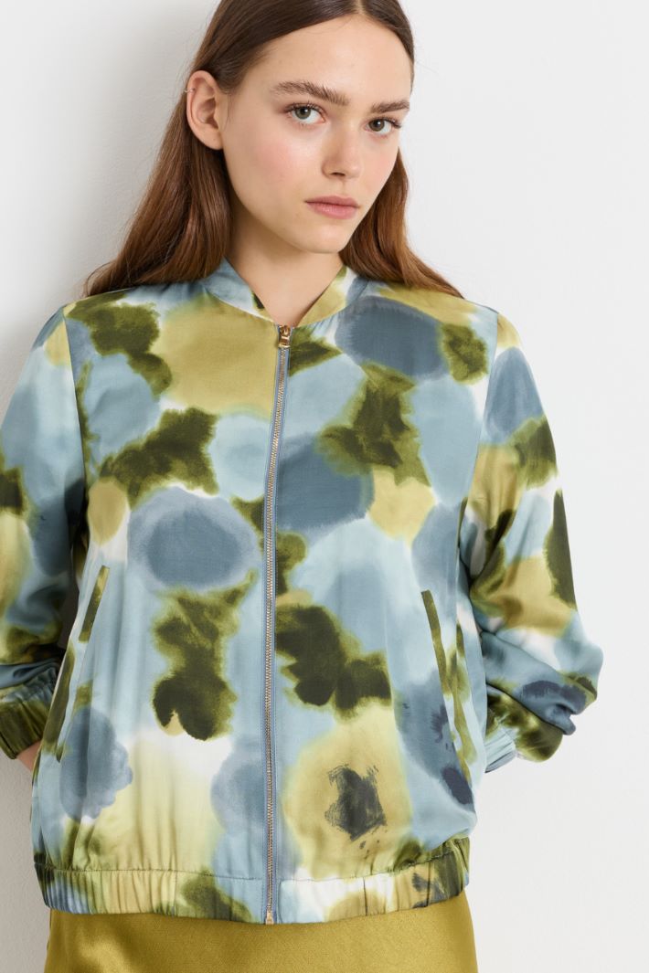 Bomber in twill stampato - BLU VERDE - Intrend - 3