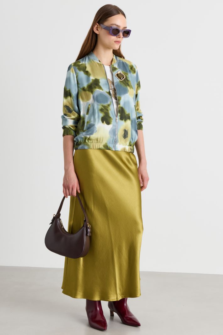 Bomber in twill stampato - BLU VERDE - Intrend