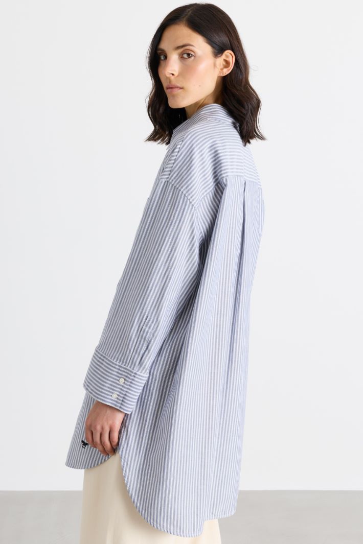 Camicia over in Oxford - BLU BIANCO - Intrend - 4