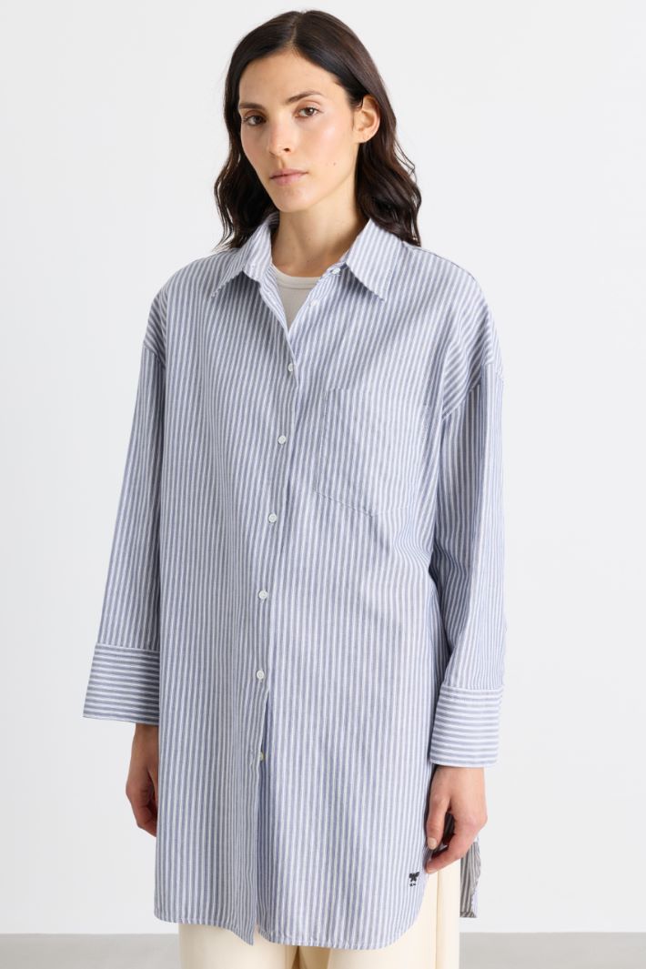 Camicia over in Oxford - BLU BIANCO - Intrend - 3
