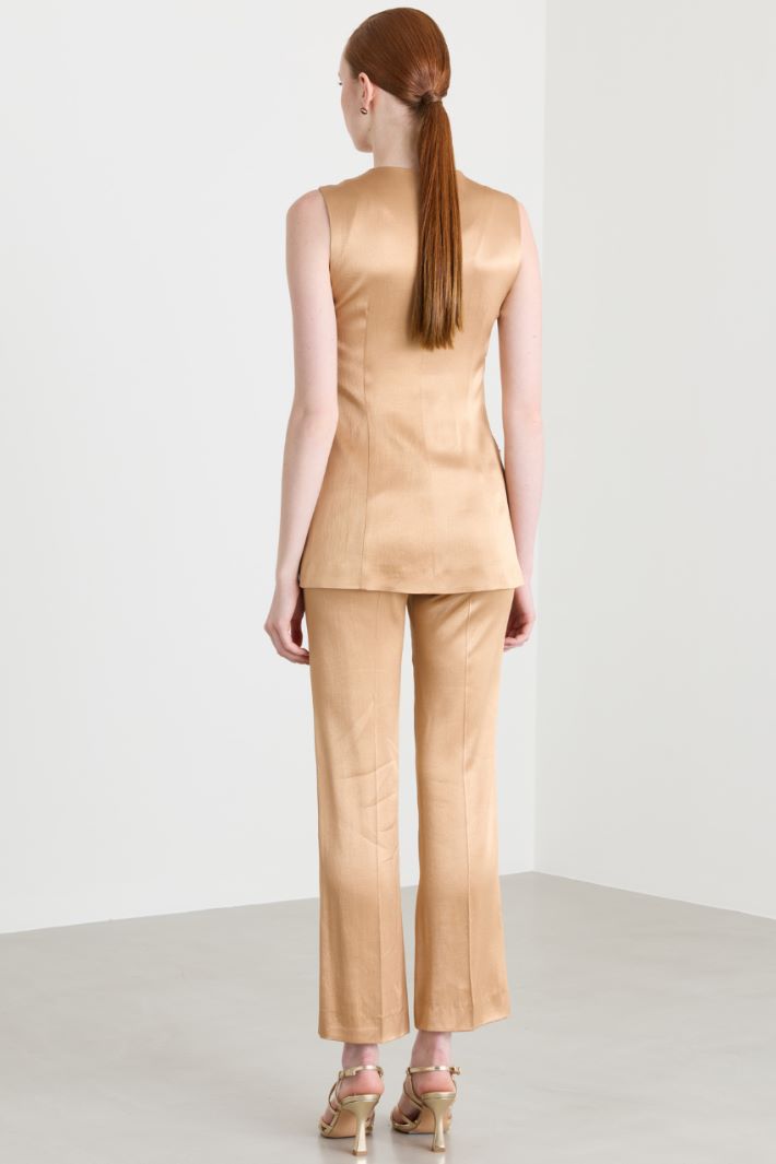 Stretch Satin Waistcoat Set - CAMEL - Intrend - 2