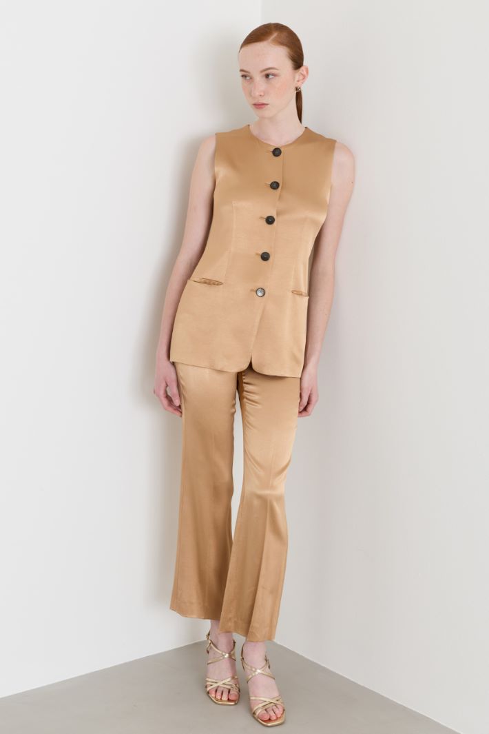 Stretch Satin Waistcoat Set - CAMEL - Intrend - 3