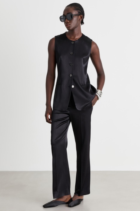 Stretch Satin Waistcoat Set - Intrend
