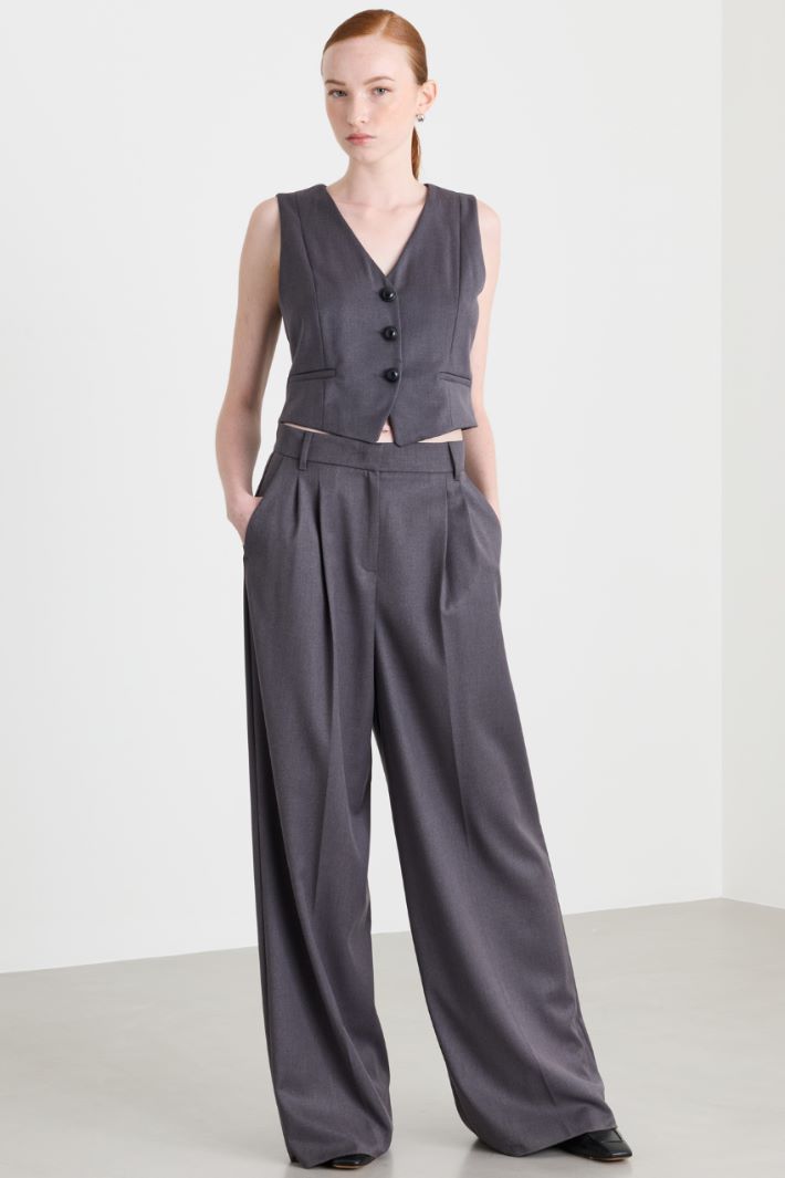 Stretch-Flannel Waistcoat Set - GREY - Intrend - 3