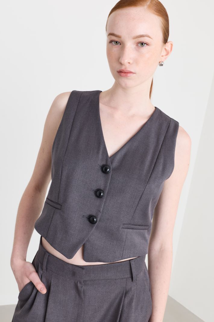 Stretch-Flannel Waistcoat Set - GREY - Intrend - 4