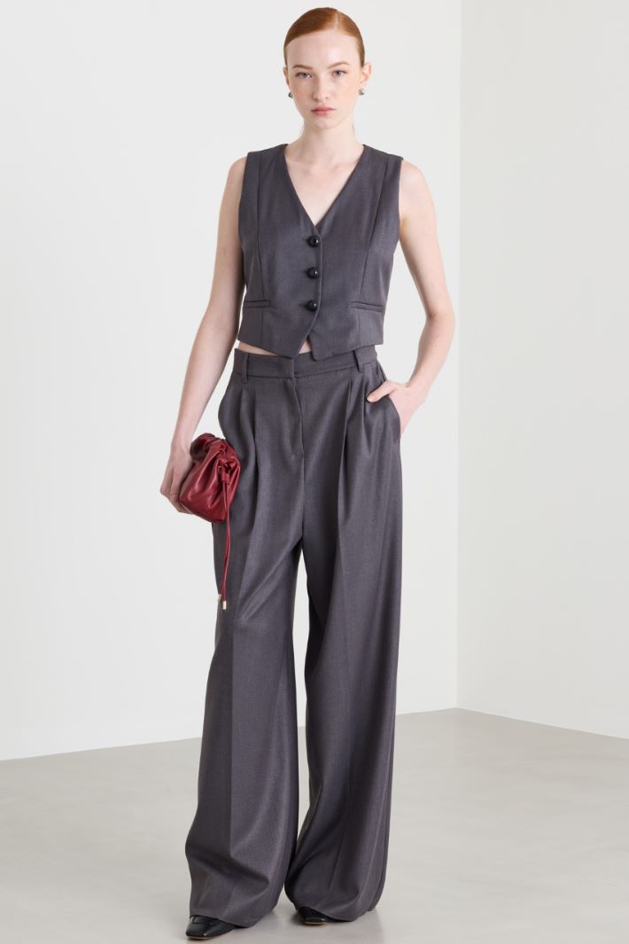 Stretch-Flannel Waistcoat Set - GREY - Intrend