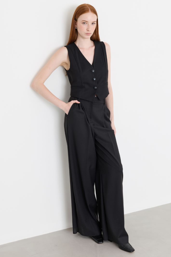 Stretch-Flannel Waistcoat Set - BLACK - Intrend - 3