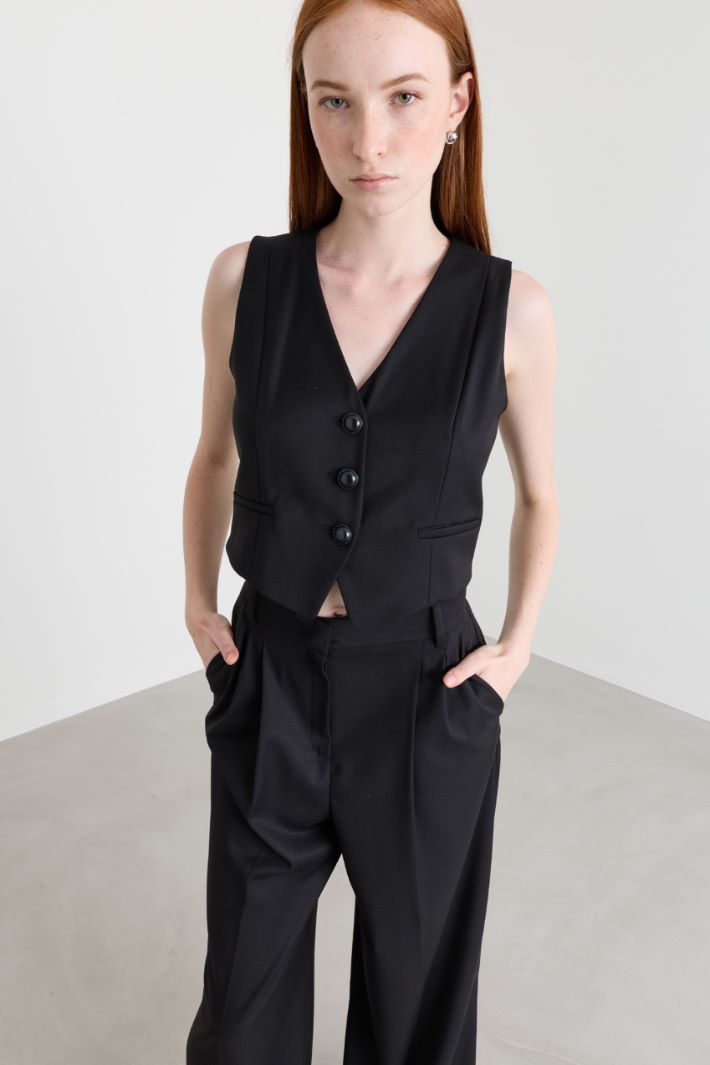 Stretch-Flannel Waistcoat Set - BLACK - Intrend - 4