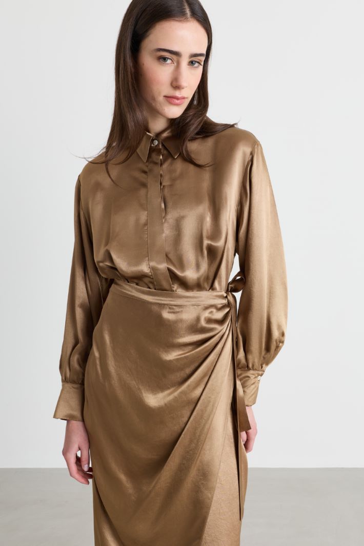 Panelled Shirt Dress - CAMEL - Intrend - 3