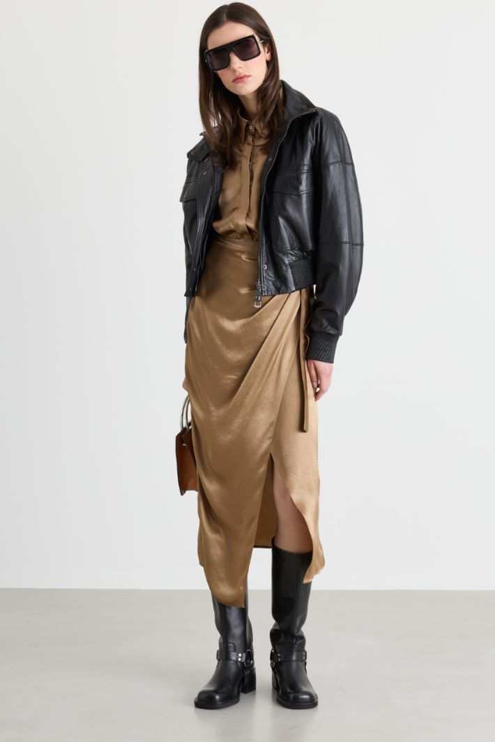 Panelled Shirt Dress - CAMEL - Intrend
