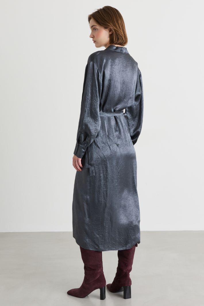 Panelled Shirt Dress - GREY - Intrend - 4