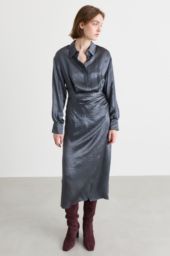 Panelled Shirt Dress - GREY - Intrend - 2