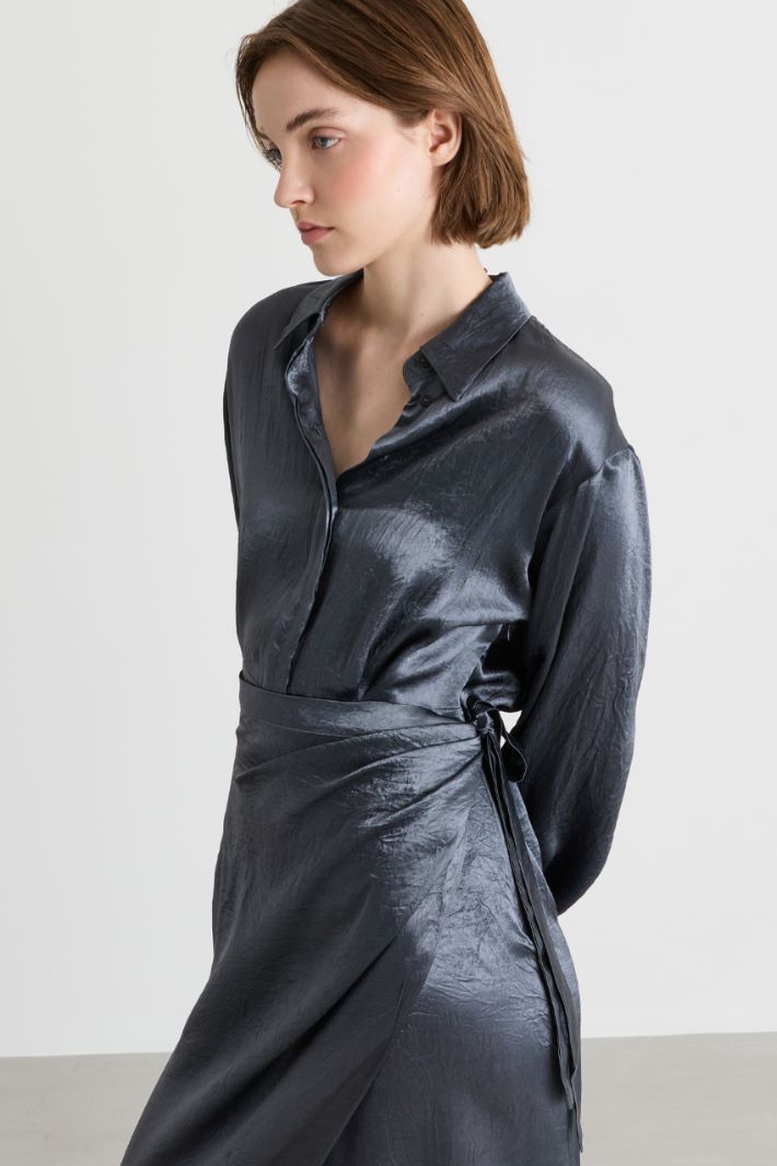 Panelled Shirt Dress - GREY - Intrend - 3